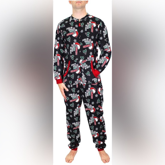 Wembley Unisex Christmas Holiday Onesie L/XL Naughty, Nice, I Tried Like New! - Picture 1 of 3